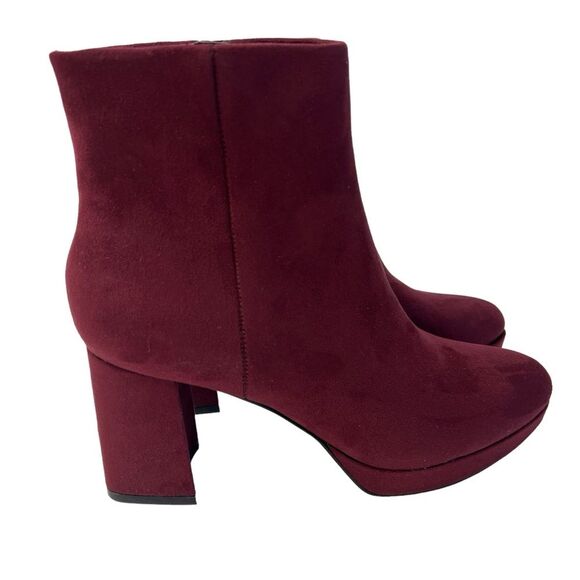 Calvin Klein Suede Ankle Dress Boot Burgundy Size 7.5” - Picture 4 of 10